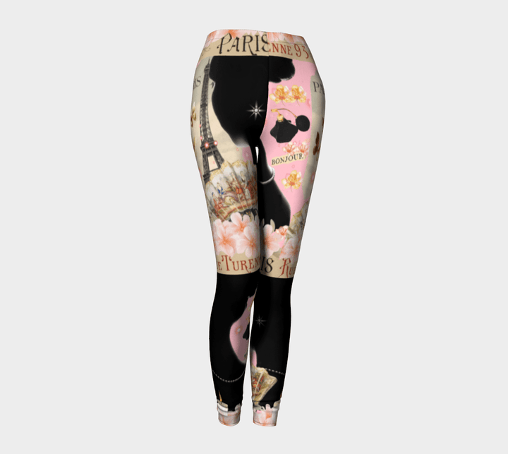 French Model Eiffel Tower Printed Long Yoga Leggings - Level Up Fitness Shop