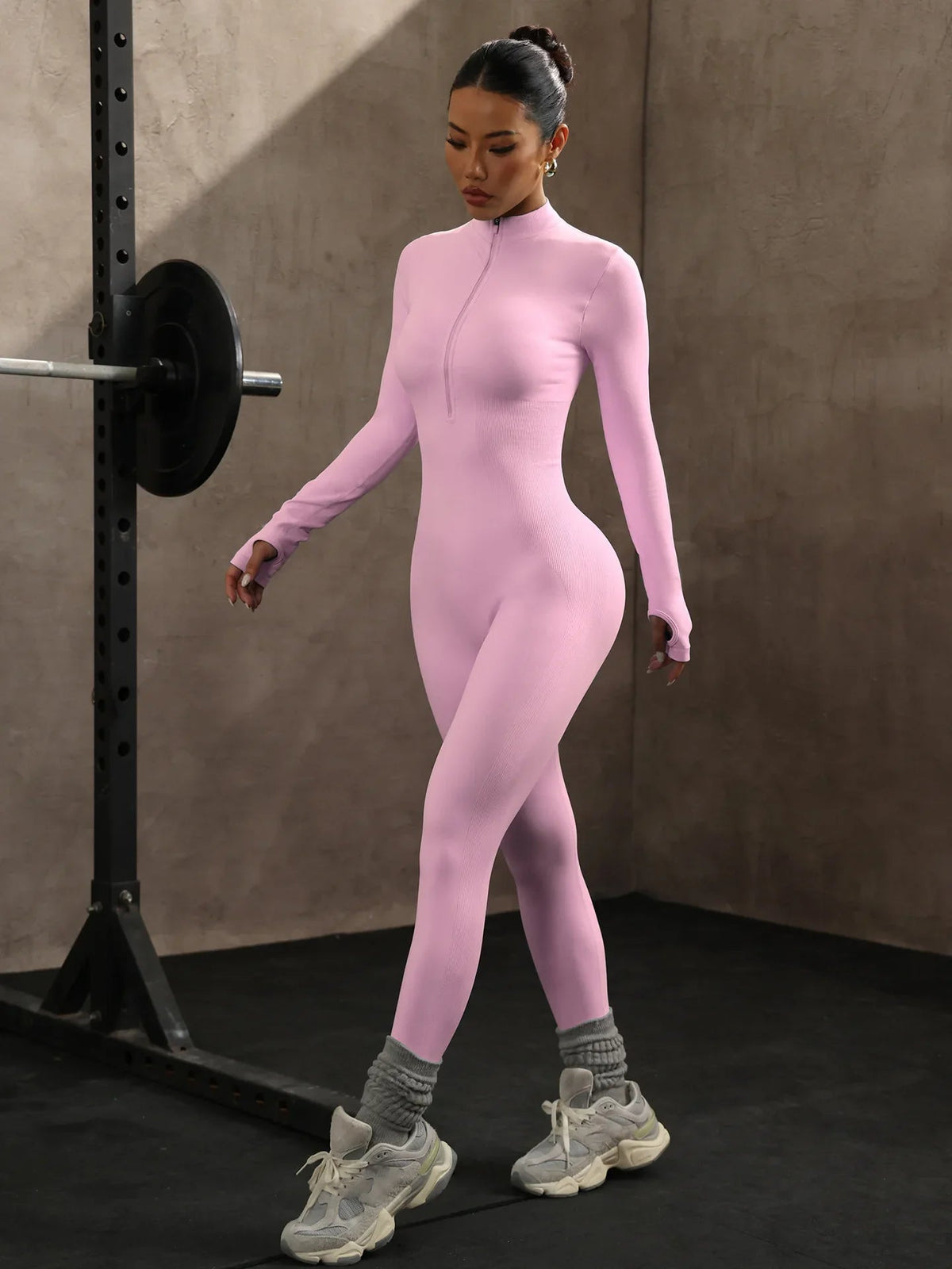 High Elasticity One-Piece Fitness Bodysuit Seamless Yoga Training Suit Butt-Lifting Zipper Design for Women's Active Wear - Level Up Fitness Shop