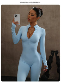 High Elasticity One-Piece Fitness Bodysuit Seamless Yoga Training Suit Butt-Lifting Zipper Design for Women's Active Wear - Level Up Fitness Shop