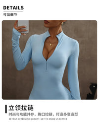 High Elasticity One-Piece Fitness Bodysuit Seamless Yoga Training Suit Butt-Lifting Zipper Design for Women's Active Wear - Level Up Fitness Shop