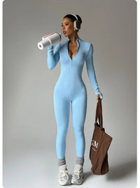 High Elasticity One-Piece Fitness Bodysuit Seamless Yoga Training Suit Butt-Lifting Zipper Design for Women's Active Wear - Level Up Fitness Shop