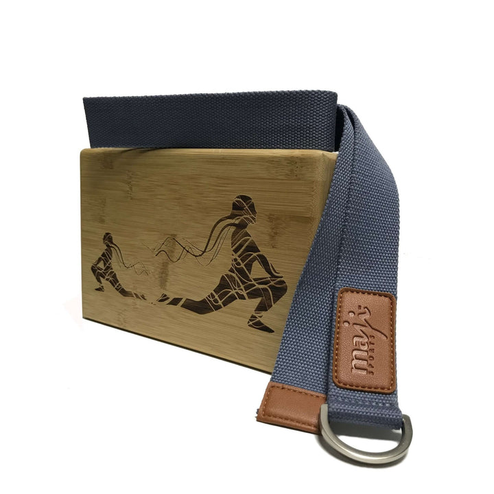 Laser Engraved Bamboo Yoga Block & Strap Combo - Level Up Fitness Shop
