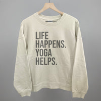 Life Happens Yoga Helps shirt in dark navy