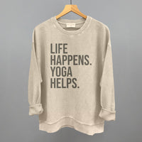 Life Happens Yoga Helps shirt in beige