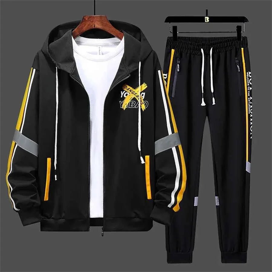 Men’s Printed Cardigan & Pants Tracksuit Set - Level Up Fitness Shop