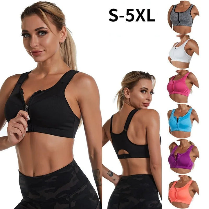 New Sports Bra Women Front Zipper Push Up Gym Jogging Crop Top More Size Tops Yoga Fitness Shockproof Vest Sport Bras for Women - Level Up Fitness Shop