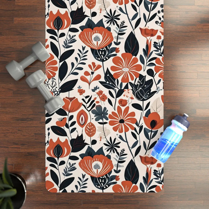 DipaliZ Orange Flowers Yoga Mat Non-slip Rubber Suede 3mm