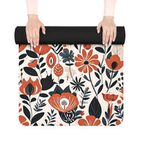 DipaliZ Orange Flowers Yoga Mat Non-slip Rubber Suede 3mm