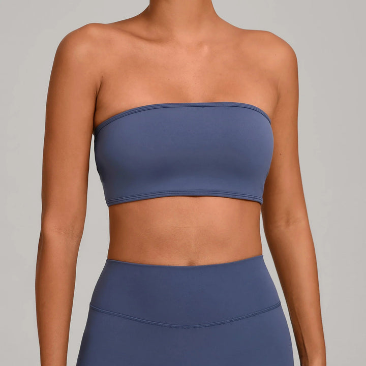 Padded Backless Bandeau Sports Bra Gym Women Crop Tube Top Seamless Yoga Top Sexy Workout Sportswear Push-up Fitness Underwear - Level Up Fitness Shop