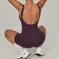 Padded Sports Jumpsuit Short Women Yoga Sets Gym Bodysuits Sexy Backless Fitness Jumpsuits Female Push Up Workout Overalls - Level Up Fitness Shop