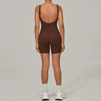 Padded Sports Jumpsuit Short Women Yoga Sets Gym Bodysuits Sexy Backless Fitness Jumpsuits Female Push Up Workout Overalls - Level Up Fitness Shop