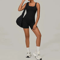 Padded Sports Jumpsuit Short Women Yoga Sets Gym Bodysuits Sexy Backless Fitness Jumpsuits Female Push Up Workout Overalls - Level Up Fitness Shop