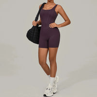 Padded Sports Jumpsuit Short Women Yoga Sets Gym Bodysuits Sexy Backless Fitness Jumpsuits Female Push Up Workout Overalls - Level Up Fitness Shop