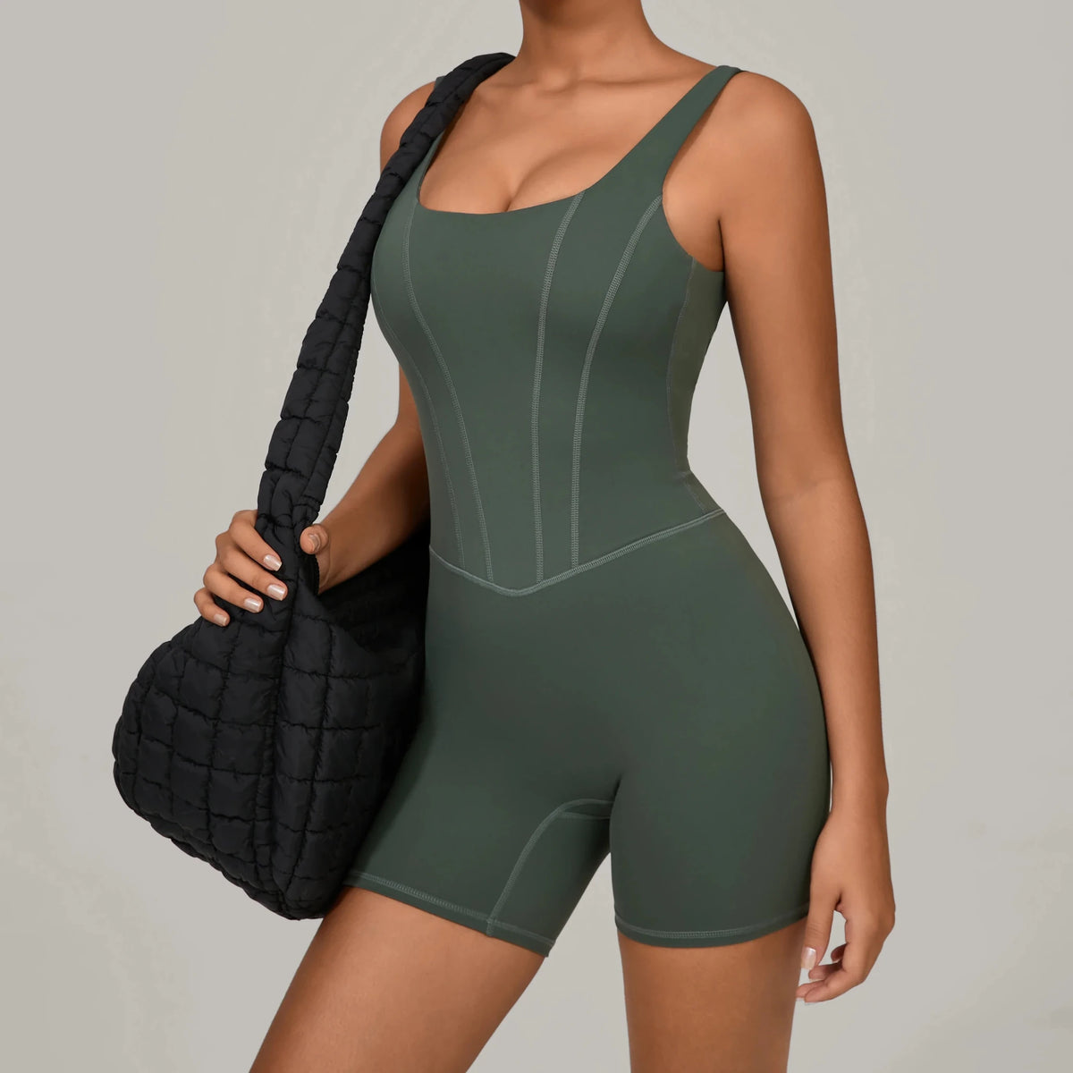 Padded Sports Jumpsuit Short Women Yoga Sets Gym Bodysuits Sexy Backless Fitness Jumpsuits Female Push Up Workout Overalls - Level Up Fitness Shop