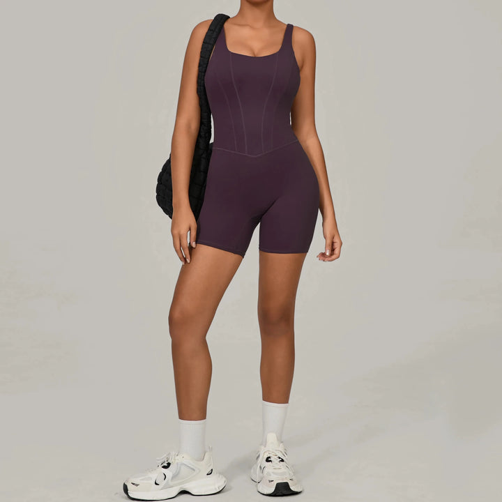 Padded Sports Jumpsuit Short Women Yoga Sets Gym Bodysuits Sexy Backless Fitness Jumpsuits Female Push Up Workout Overalls - Level Up Fitness Shop