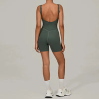 Padded Sports Jumpsuit Short Women Yoga Sets Gym Bodysuits Sexy Backless Fitness Jumpsuits Female Push Up Workout Overalls - Level Up Fitness Shop