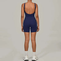 Padded Sports Jumpsuit Short Women Yoga Sets Gym Bodysuits Sexy Backless Fitness Jumpsuits Female Push Up Workout Overalls - Level Up Fitness Shop