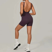 Padded Sports Jumpsuit Short Women Yoga Sets Gym Bodysuits Sexy Backless Fitness Jumpsuits Female Push Up Workout Overalls - Level Up Fitness Shop