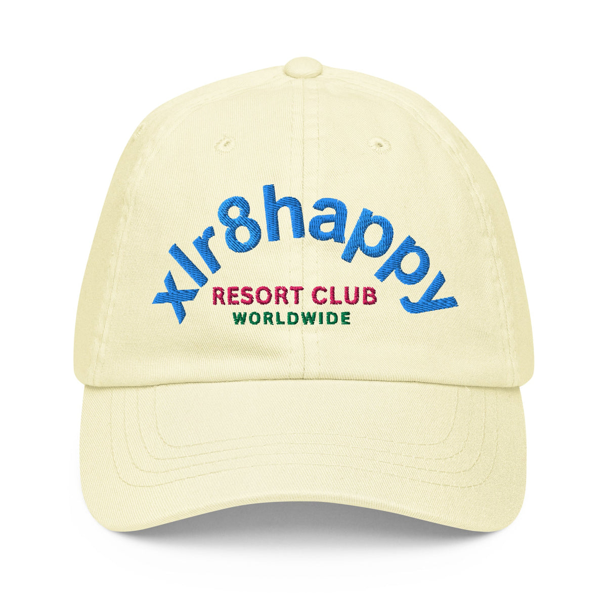 XLR8happy Resort Baseball Hat, Light Yellow, A Happy Accessory with a Wish of Happiness for the World