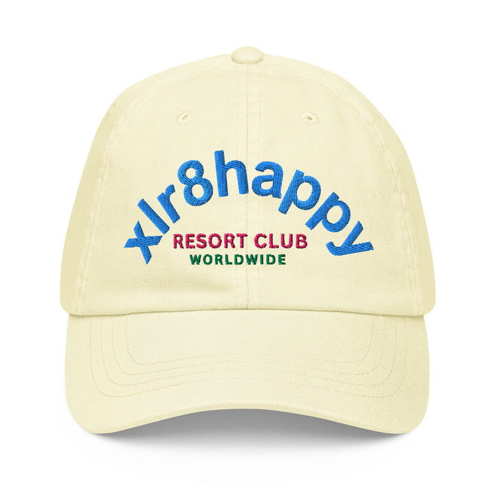 XLR8happy Resort Baseball Hat, Light Yellow, A Happy Accessory with a Wish of Happiness for the World