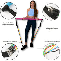 portable Pilates bar resistance band workout equipment