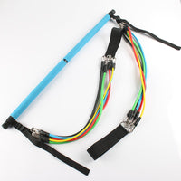 Pilates resistance bar with elastic exercise bands
