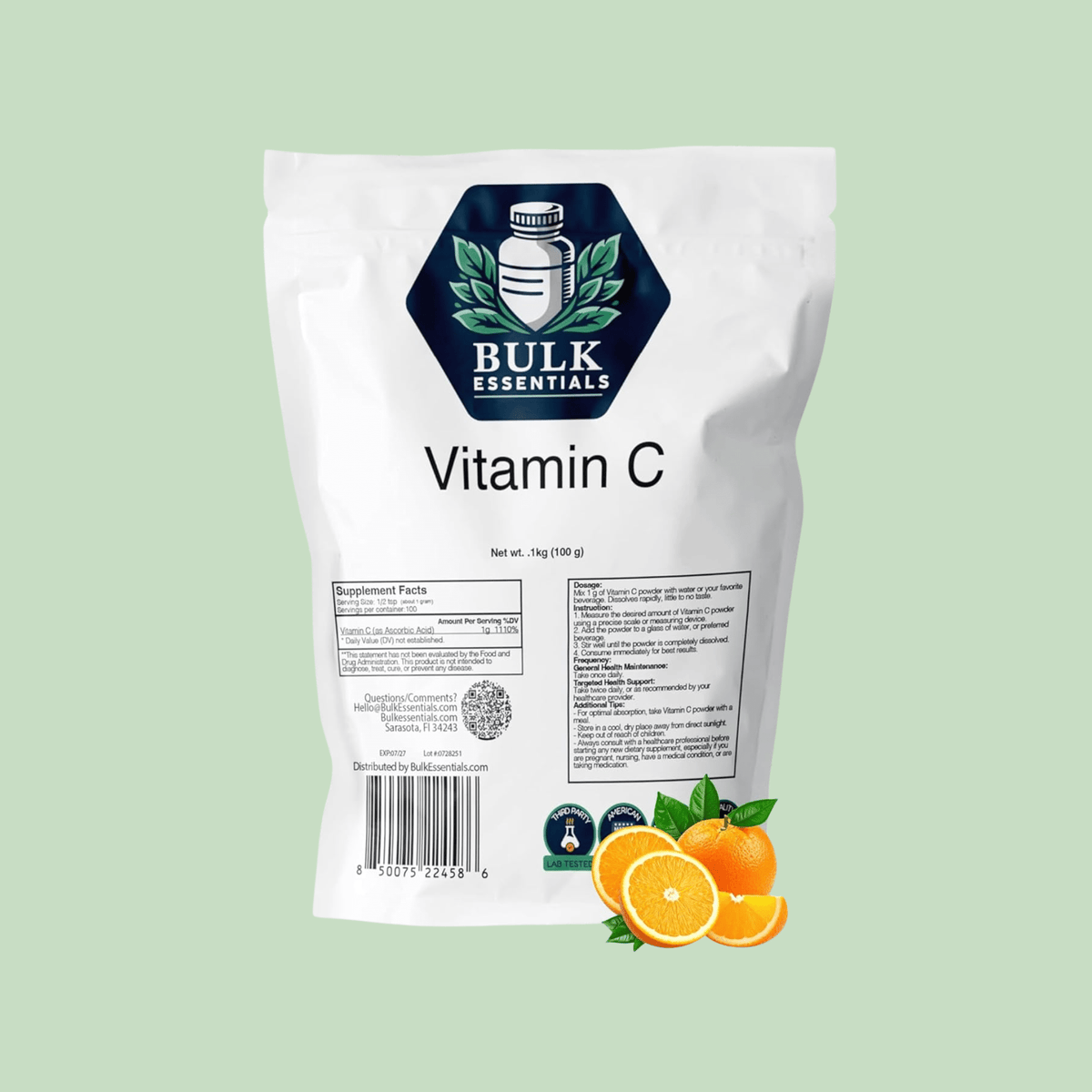 Pure Vitamin C Powder Supplement - Level Up Fitness Shop