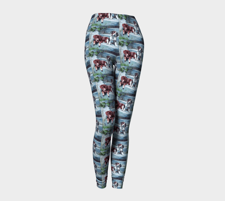Puzzled Puppies Printed Long Yoga Leggings - Level Up Fitness Shop