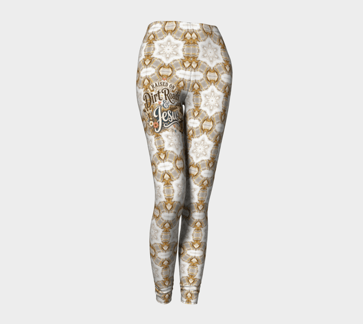 Raised on Dirt Roads & Jesus Yoga Leggings - Level Up Fitness Shop