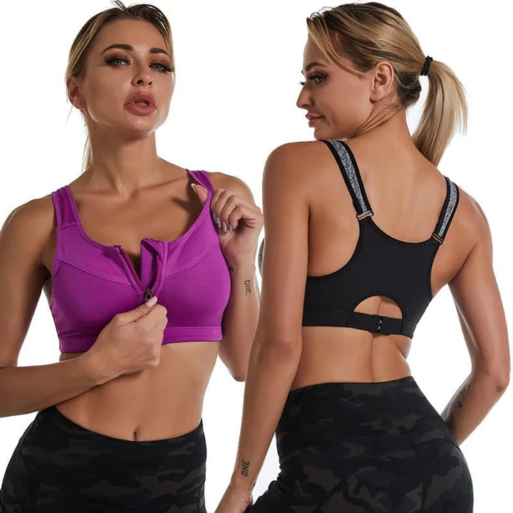 Sports Bra Women Front Zipper Push Up Gym Jogging Crop Tops Female Yoga Fitness Shockproof Vest Sujetadores Sport Bras for Women - Level Up Fitness Shop