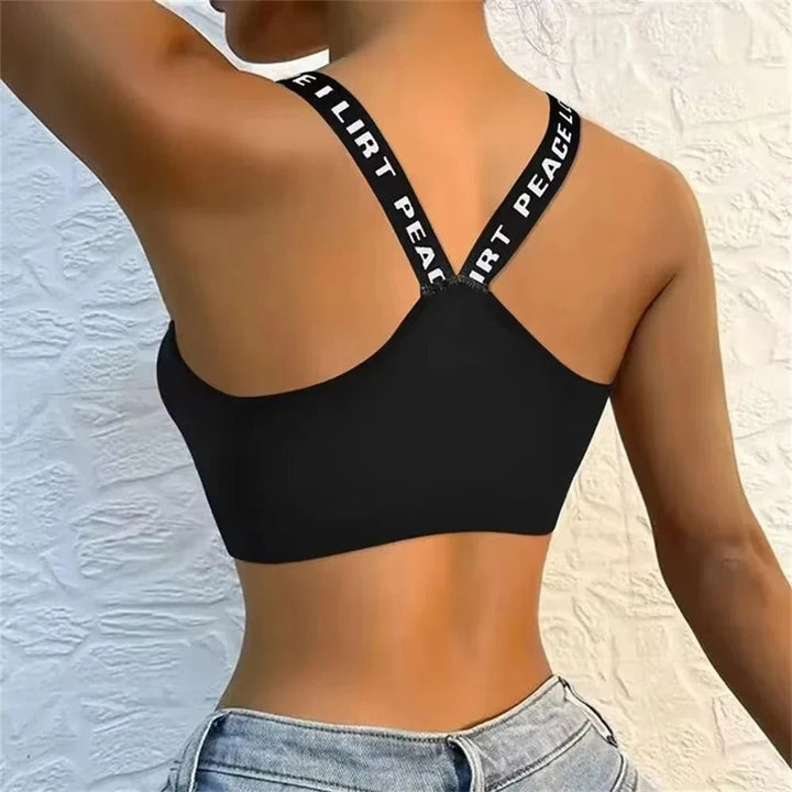 Sports underwear Women Yoga Fitness Seamless Crop Top Wide Letter Straps Comfortable Workout Activewear - Level Up Fitness Shop