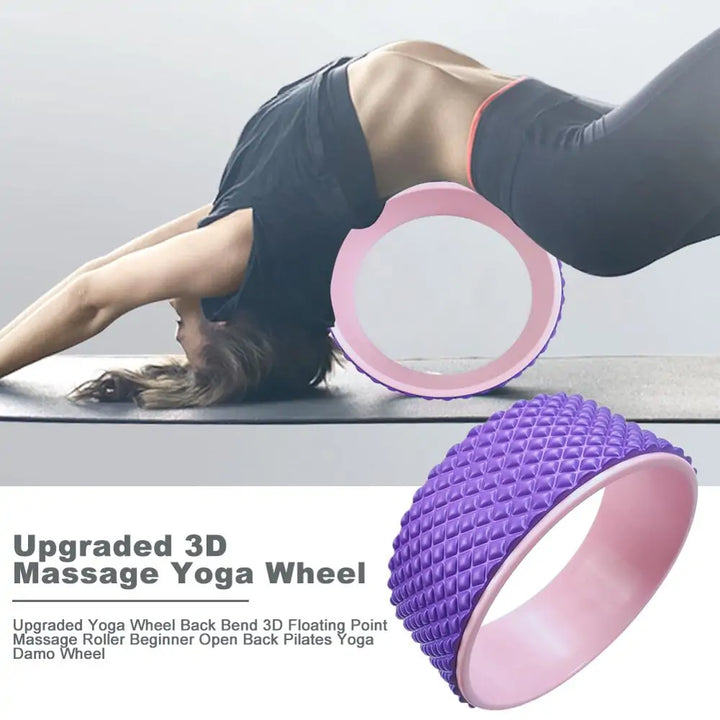 person using a 3D yoga massage wheel for stretching