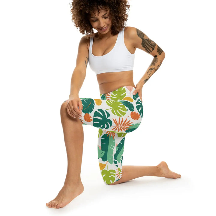 DipaliZ Capri Leggings Tropical Paradise Style Yoga