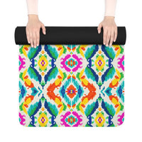 Person using Dipaliz Ikat rubber yoga mat for yoga