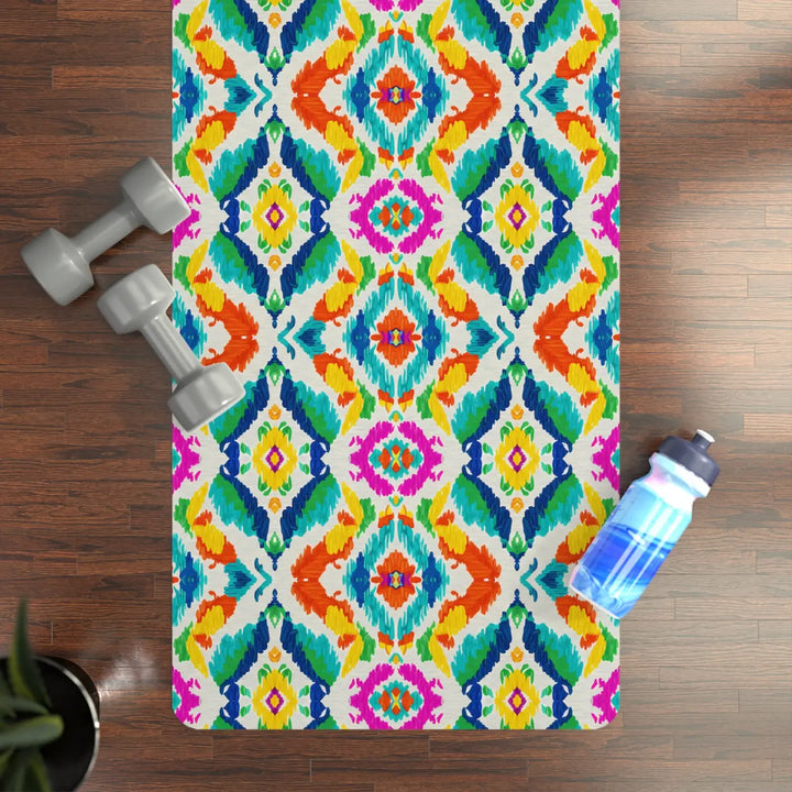 Dipaliz Ikat rubber yoga mat colorful patterned design