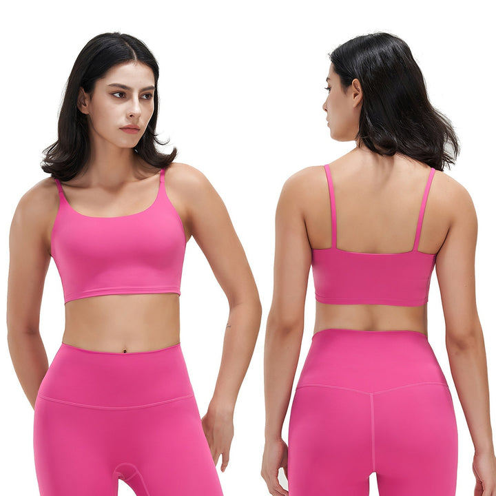 Women Strap Sport Bras Padded StrappyÊCrop Square Neck Low Impact Bras SexyÊFitnessÊTank Tops with Removable Pads Flat Straps for Gym Yoga Workout Run - Level Up Fitness Shop