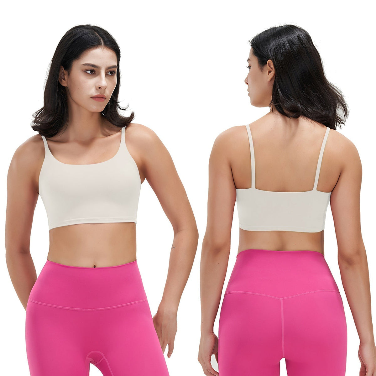 Women Strap Sport Bras Padded StrappyÊCrop Square Neck Low Impact Bras SexyÊFitnessÊTank Tops with Removable Pads Flat Straps for Gym Yoga Workout Run - Level Up Fitness Shop