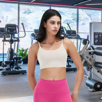 Women Strap Sport Bras Padded StrappyÊCrop Square Neck Low Impact Bras SexyÊFitnessÊTank Tops with Removable Pads Flat Straps for Gym Yoga Workout Run - Level Up Fitness Shop