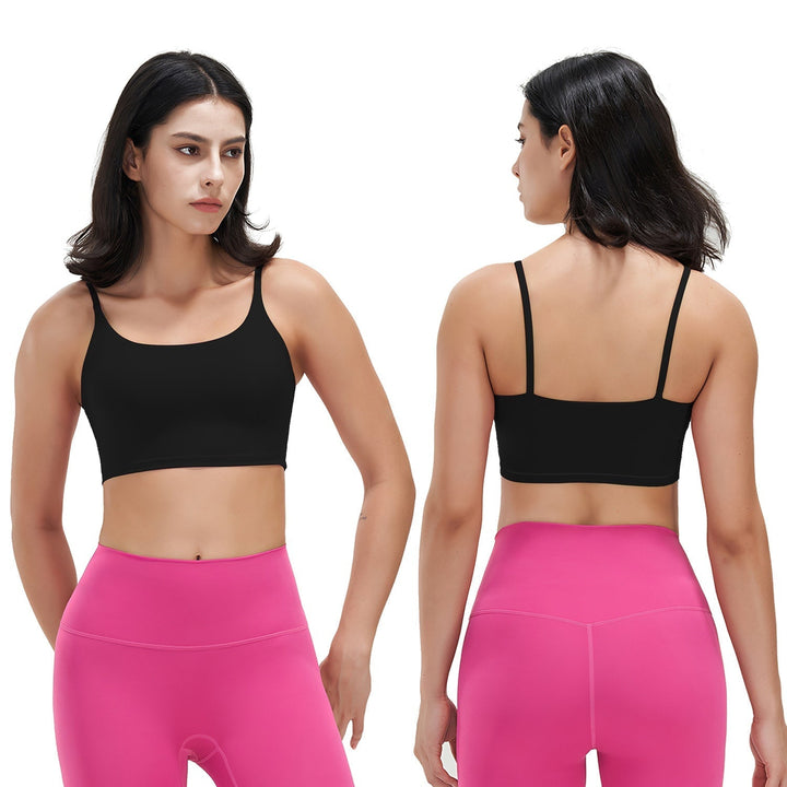 Women Strap Sport Bras Padded StrappyÊCrop Square Neck Low Impact Bras SexyÊFitnessÊTank Tops with Removable Pads Flat Straps for Gym Yoga Workout Run - Level Up Fitness Shop