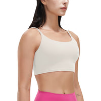 Women Strap Sport Bras Padded StrappyÊCrop Square Neck Low Impact Bras SexyÊFitnessÊTank Tops with Removable Pads Flat Straps for Gym Yoga Workout Run - Level Up Fitness Shop