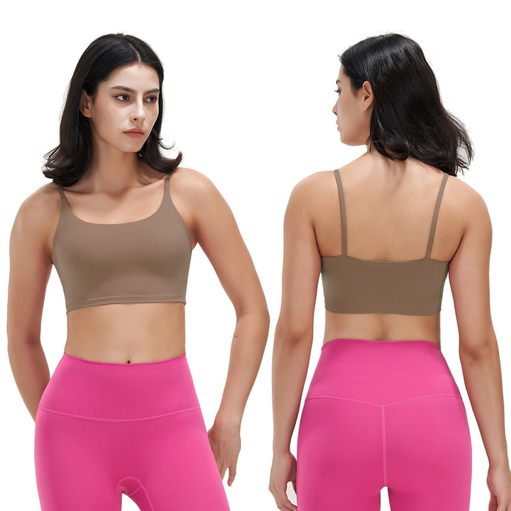 Women Strap Sport Bras Padded StrappyÊCrop Square Neck Low Impact Bras SexyÊFitnessÊTank Tops with Removable Pads Flat Straps for Gym Yoga Workout Run - Level Up Fitness Shop
