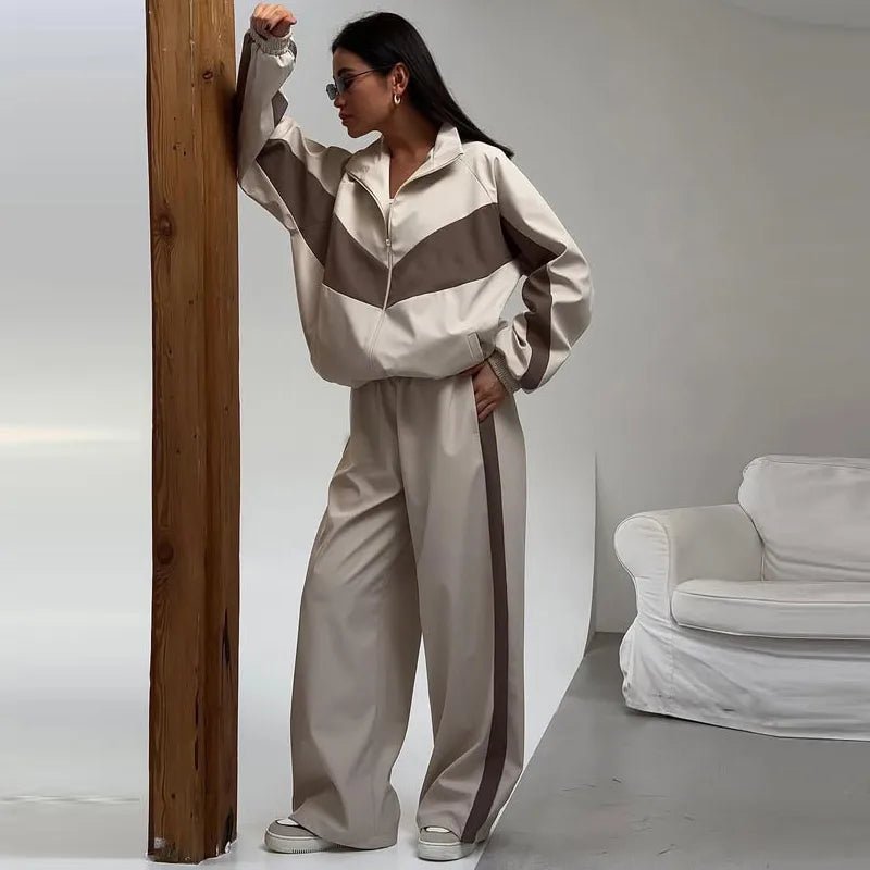Women’s Colorblock Zip Jacket & Pants Set - Level Up Fitness Shop