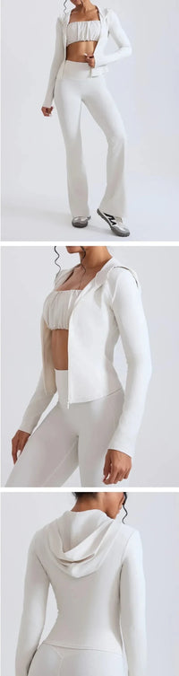 Women's Nude Faux Leather Yoga Top Windproof Tight Fitting Slimming Waist Cinching Zipper Sports Jacket Outdoor and Fitness Top - Level Up Fitness Shop
