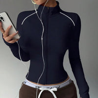 Women’s Seamless Long Sleeve Zip Yoga Jacket - Level Up Fitness Shop