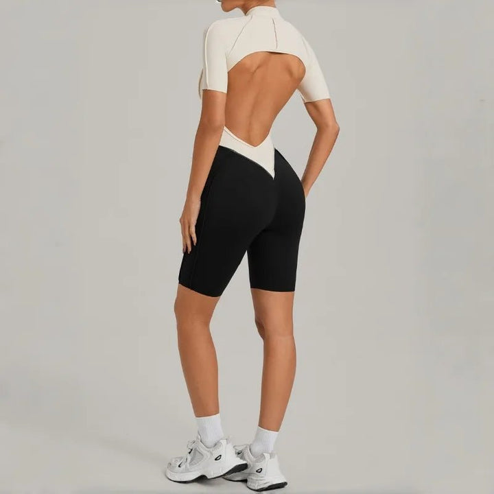 Women's Seamless Yoga Jumpsuit Sports Workout Running Hip-lifting Slim Fit Shorts One-Piece Training Fitness Gym Bodysuit - Level Up Fitness Shop