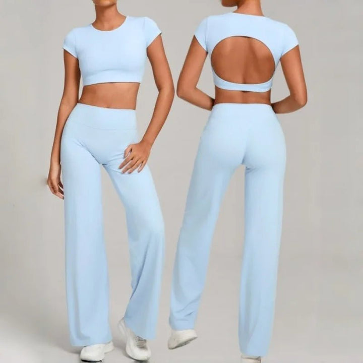 Women's Seamless Yoga Sets Sports Fitness Short-sleeved Loose Hip-lifting Pants Tracksuits Workout Gym Training Slim Fit Sets - Level Up Fitness Shop