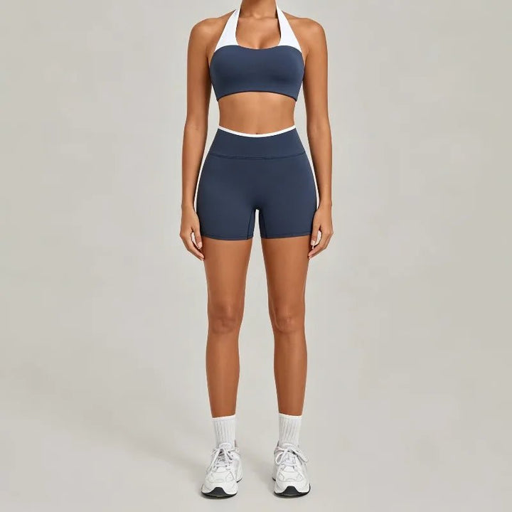 Women's Seamless Yoga Sets Sports Gym Fitness High-Waist Hip Lifting Shorts Suits Training Running Workout Beautiful Back Sets - Level Up Fitness Shop