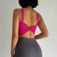 Women's sports bra pink push up yoga