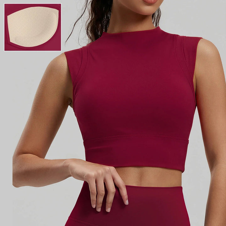 Women's Yoga Tank Top Highly Stretchy, Slightly High-Neck Sports Bra with Built-In Cups Lifts and Shapes The Bust Sexy Fitness - Level Up Fitness Shop