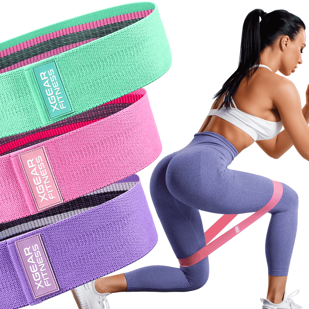 XGear Fitness Set of 3 Womens Butt and Hip Exercise Bands - Level Up Fitness Shop